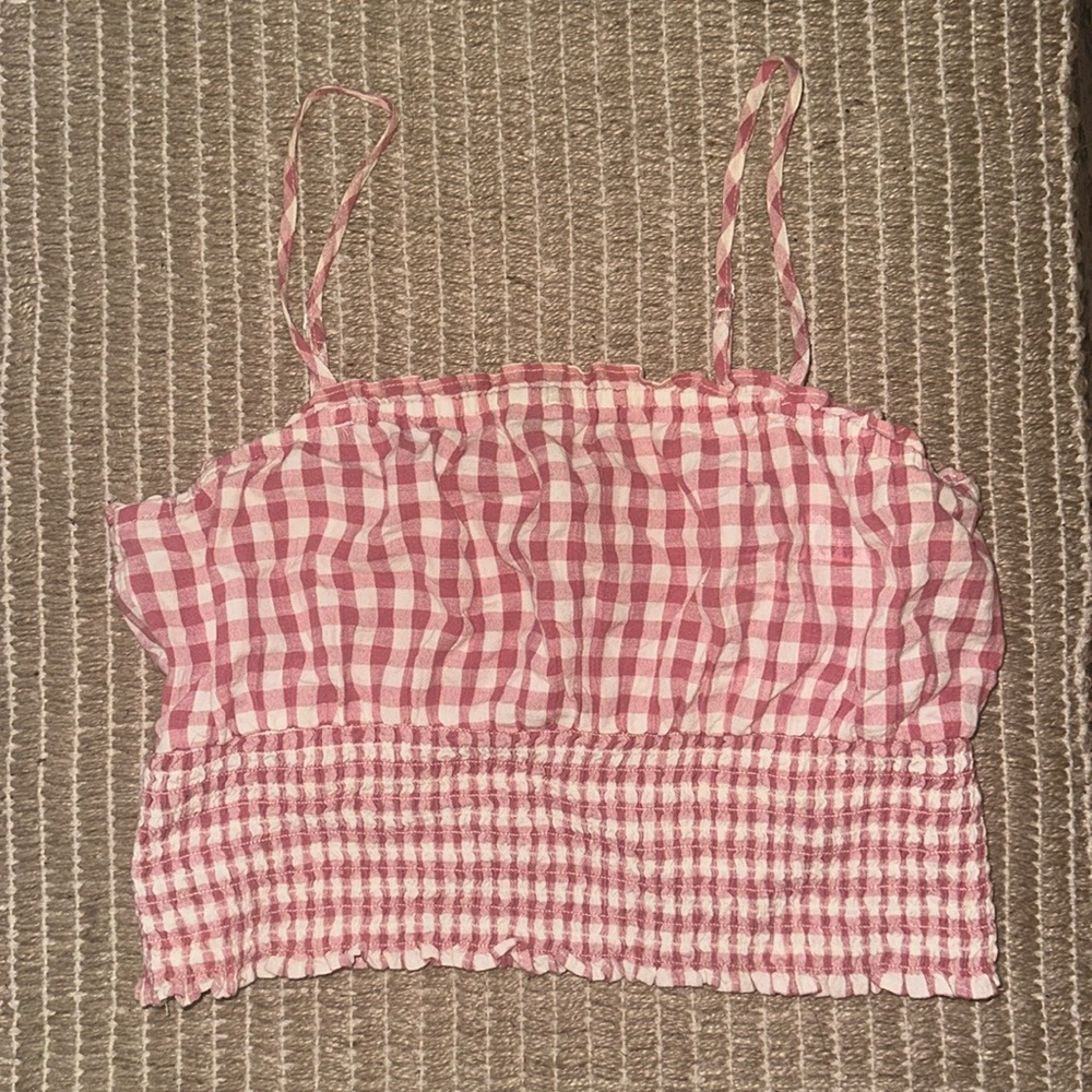 Pink and White Gingham American Eagle Tank Top